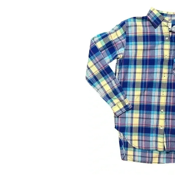 Denim & Supply Ralph Lauren Women's Small Boyfriend Blue Yellow Plaid - Picture 2 of 5